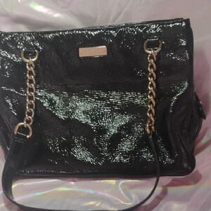 Kate Spade Black and Gold Shoulder Bag with Sparkly Finish